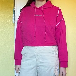 pink Adidas cropped hoodie sweatshirt